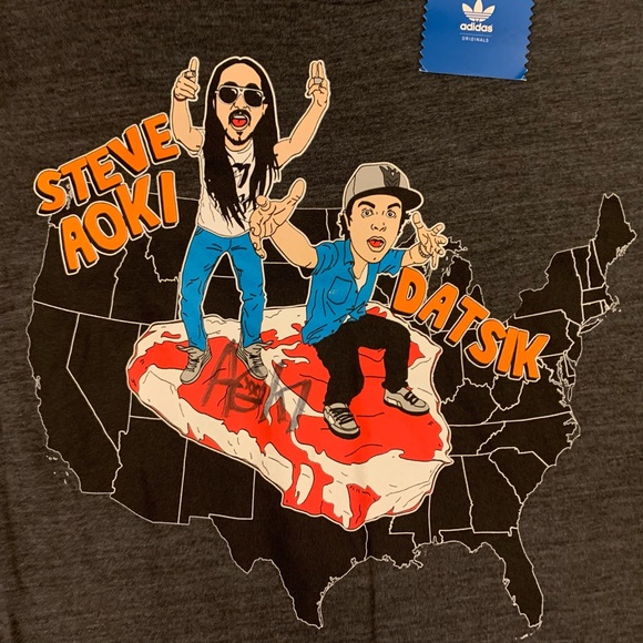Men’s adidas tshirt steve aoki autographed tour tshirt rare small new - Picture 3 of 9